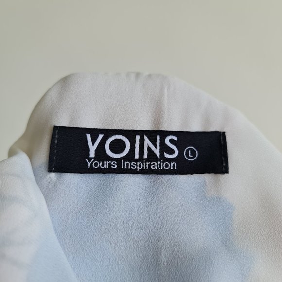 Yoins White Floral Strappy Cold Shoulder Top Sz L - Picture 6 of 7